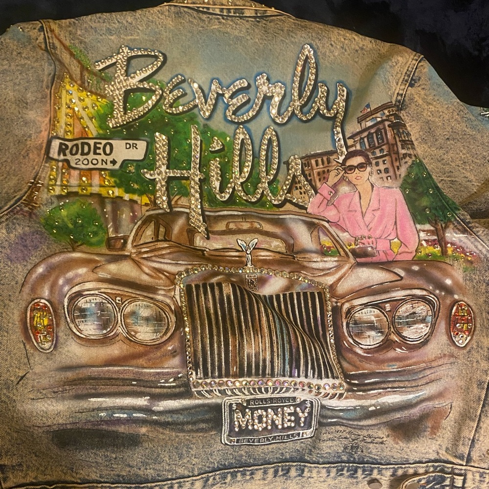 COPY - Vintage Denim Rhinestone Beverly Hills Jacket